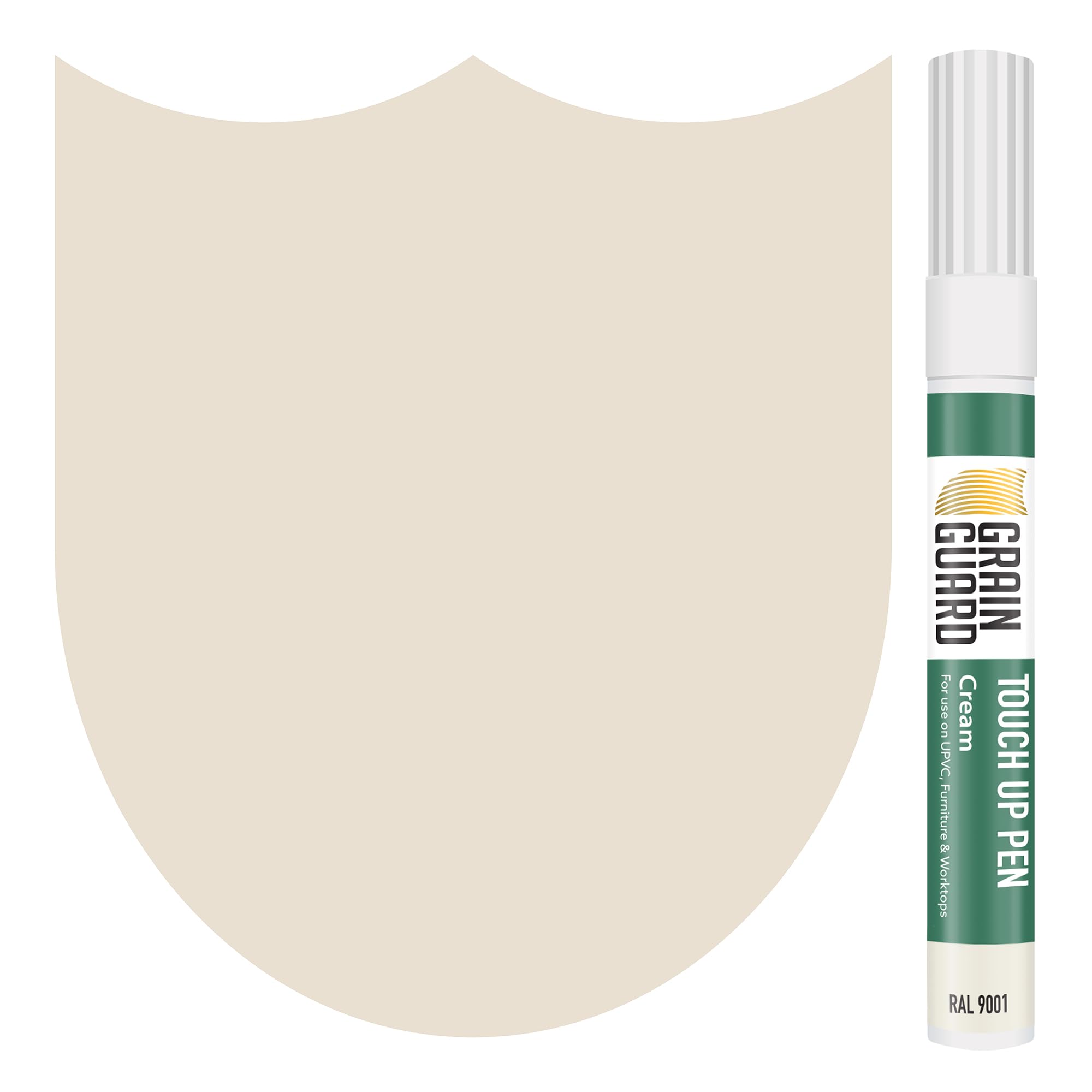 GRAIN GUARD Touch-Up & Scratch Repair Pens | Cream (RAL 9001) | Touch-Up Pens: Furniture, Kitchen Units, Worktops, Doors & Windows | Wood, Metal, Hard Plastics, UPVC | Fast Drying | 10ml