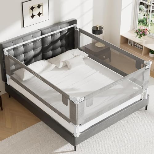 3-Pack King Size Bed Rails for Toddlers -Height Adjustable Baby B...