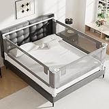 3-Pack King Size Bed Rails for Toddlers -Height Adjustable Baby Bed Rail Guard Specially Designed for King Size Bed (78.7"x78.7"x74.8"-Grey)