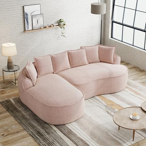 Zravenna Sofá de 3 plazas sin marco, cómodo sofá modular en la nube, sofá en forma de L con asiento extra profundo y reposabrazos anchos, con chaise longue y cojines, no requiere montaje, chenilla