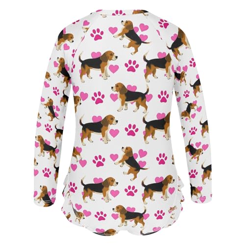 ALAZA Puppy Dog Footprint Cartoon Girls One Piece Swimsuit Long Sleeve Rash Guard Swimsuits UV 50+ Swimwear Zipper3