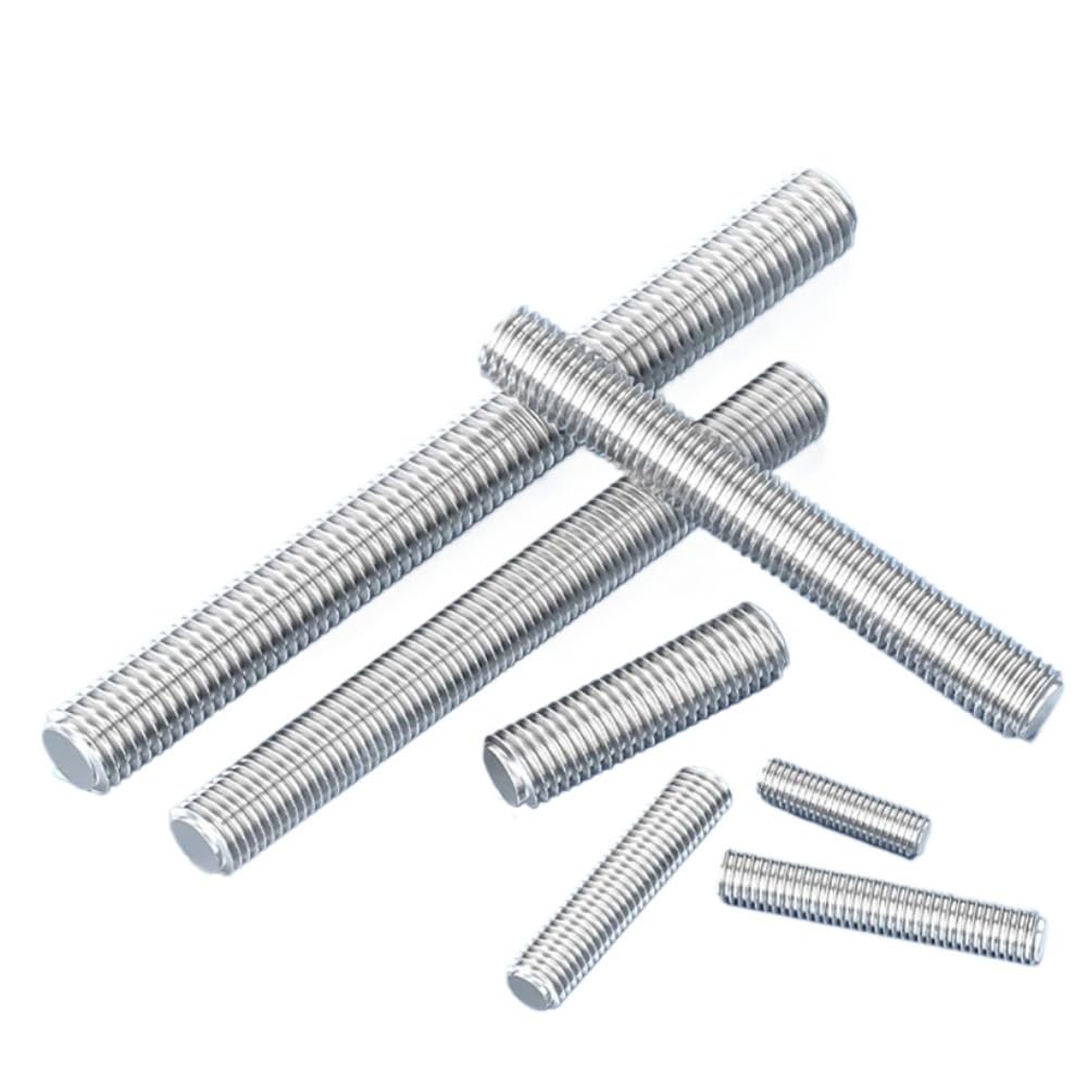 304 Stainless Steel Threaded Rod, Metric Full Thread Stud Bolt M3~M16(120mm 5pcs,M4)