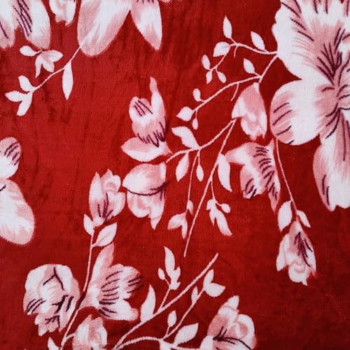 Image of Winter Premium Flannel Velvet Warm Duvet Cover Quilt Cover | Rajai Cover | Blanket Cover | Comforter Cover Single Size 60x100 inches Woollen (Red and White., Single Bed)