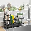 Cisily Black Sponge Holder for Kitchen Sink, Sink Caddy Organizer with High Brush Holder, Kitchen Countertop Organizers and Storage Essentials, Rustproof 304 Stainless Steel, Soap Dispenser Organize