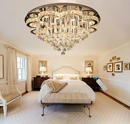 Flashing God 24inches Modern Raindrop Crystal Chandelier Contemporary Crystal Flower Ceiling Light for Living Room Bedroom Dimmable Lighting 2700k 4500k 6000k - Image 4