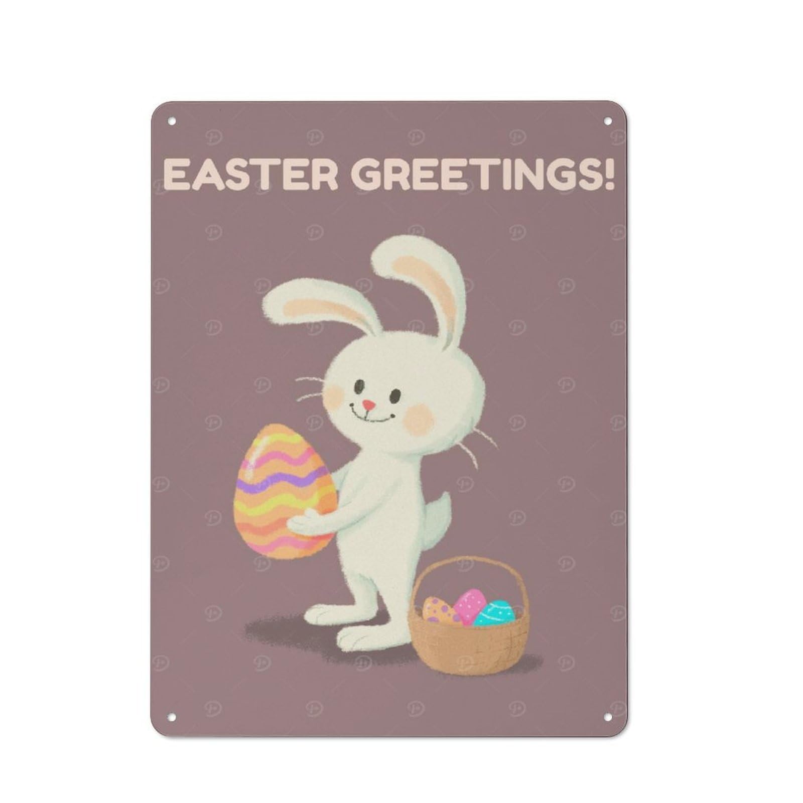 Junmoney Style-3 Metal Sign 40X30cm With Easter Bunny With Eggs For Workshop Wall, Vintage Decor, For Vintage Wall Decor Fans, For Metal Sign Collectors