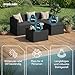STEELSØN Zethora Rattan Gartenmöbel Set 3-TLG. – Outdoor Sitzgruppe für Garten/Terrasse/Balkon – Gartenlounge mit 3er-Sofa, Hocker & Tisch – Sitzgarnitur Set schwarz/anthrazit für 4 Personen