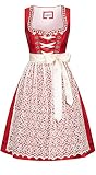 Nübler Dirndl Mini Damen - 2 teilig inkl. Kleid und Dirndl Schürze, Rocklänge 65cm - Moderne bayrische Tracht, ABELINA Rot Rot Gr. 36