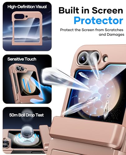 Image of ASAFCASE for Samsung Galaxy Z Flip 5 Case with Card Holder, Rose Gold