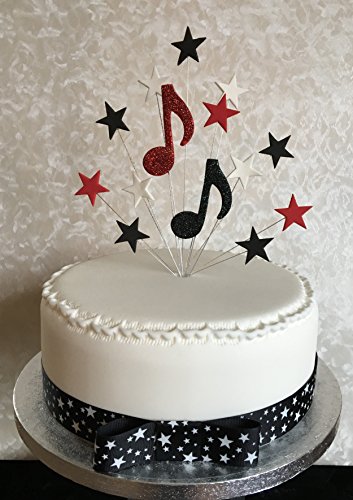 Decorations De Gateau Red Guitar Birthday Cake Topper Avec Etoiles Plus 1 Metres De Gateau Ruban Bow Articles De Fete