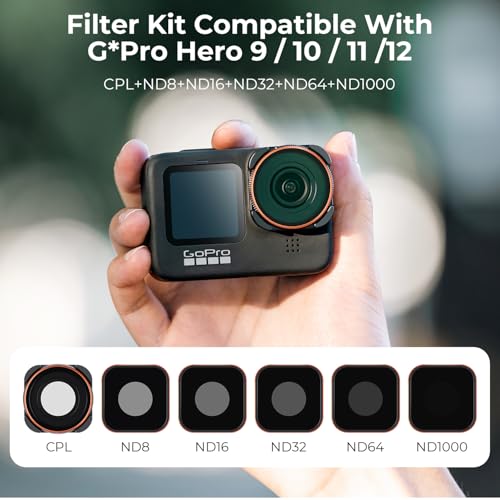 Image of K&F CONCEPT 6 Pack ND CPL Filter Set for GoPro Hero 13 /12 /11 /10 /9 Black | 6 Pack CPL ND8 ND16 ND32 ND64 ND1000 Neutral Density Polarizer HD Optical Glass Action Camera Accessories, FG011