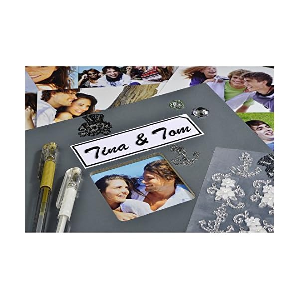 Hama Fotoalbum Jumbo 36x32 cm (Spiral-Album mit 50 schwarzen Seiten, Fotobuch mit Pergamin-Trennblättern, Album zum Einkleben und Selbstgestalten) grau – Bild 6