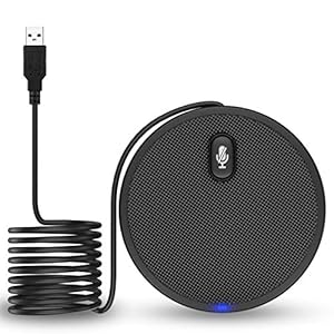 USB Conference Microphone, 360° Omnidirectional Condenser PC Microphones with Mute Plug & Play Compatible with Mac OS X Windows for Video Conference,Gaming,Chatting,Skype