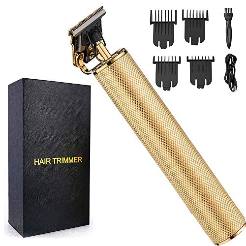 Zero Gapped Electric Cordless Outlining Trimmer Mens Hair Clippers 4pcs Limit Combs 0.06inch 0.12inch 0.23inch 0.35inch Hair Beard Professional T-Blade Barber Baldheaded Haircut Shaver