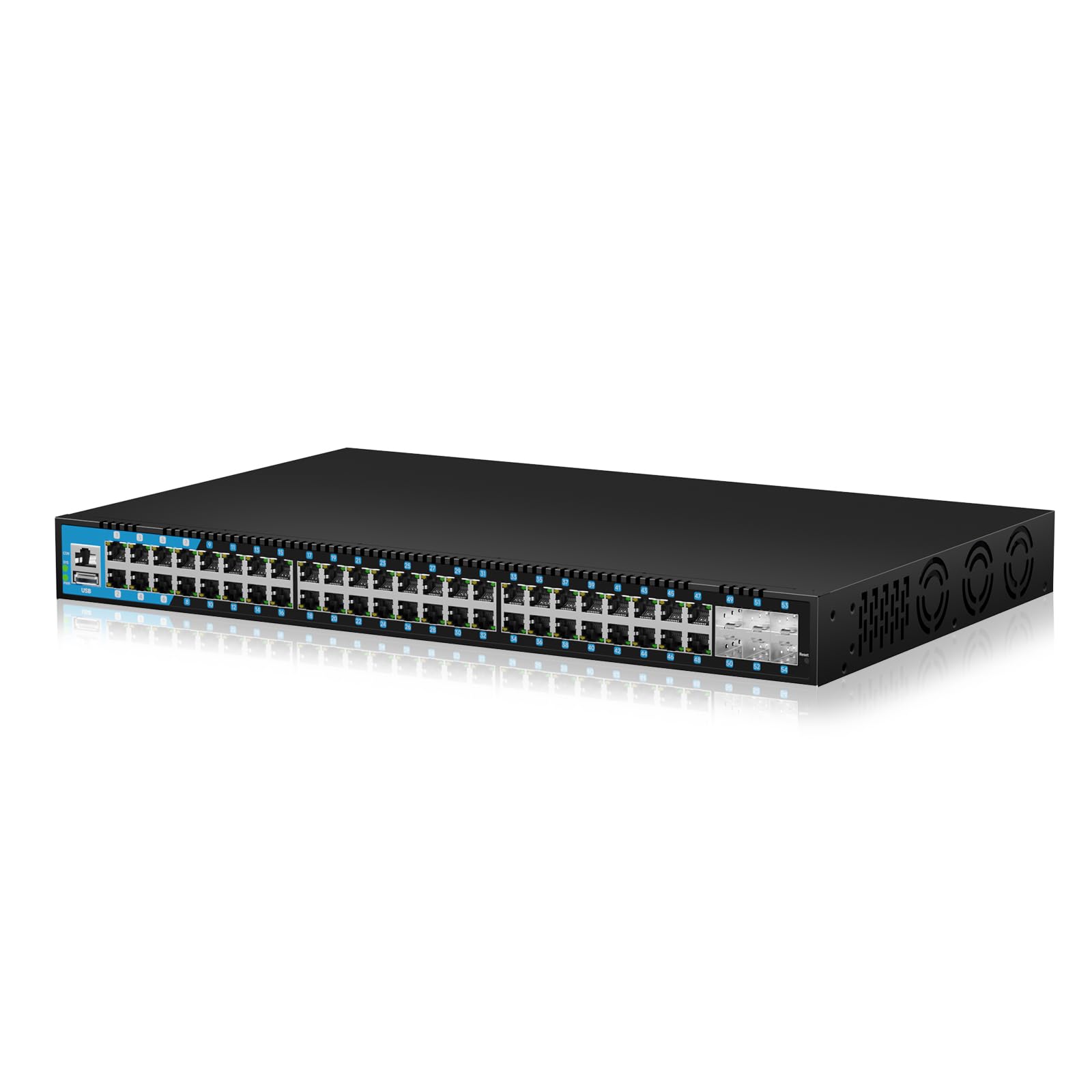 48 Ports Gigabit Network Switch Managed, with 6 x 10G SFP and 1 x Console and 1 x USB Port, IPv6 | Static Routing, Desktop or Rackmount Metal Case
