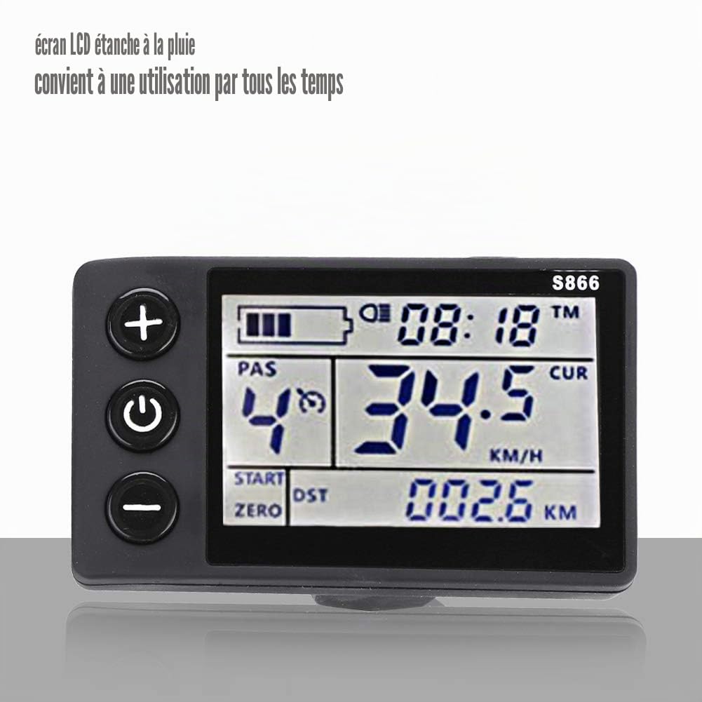MAGT Écran LCD, Controleur Moteur Panneau d'affichage LCD étanche 24V-48V avec Contrôleur de Moteur sans Balais pour Scooter de Vélo électrique(36V/48V 350W)
