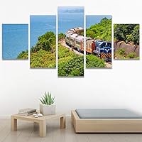 SIGNWIN 5 Panel Canvas Wall Art Modern Art Cars Edgy Industrial Mixed Media Multicolor Transportation for Home Decorations Ready to Hang - 60