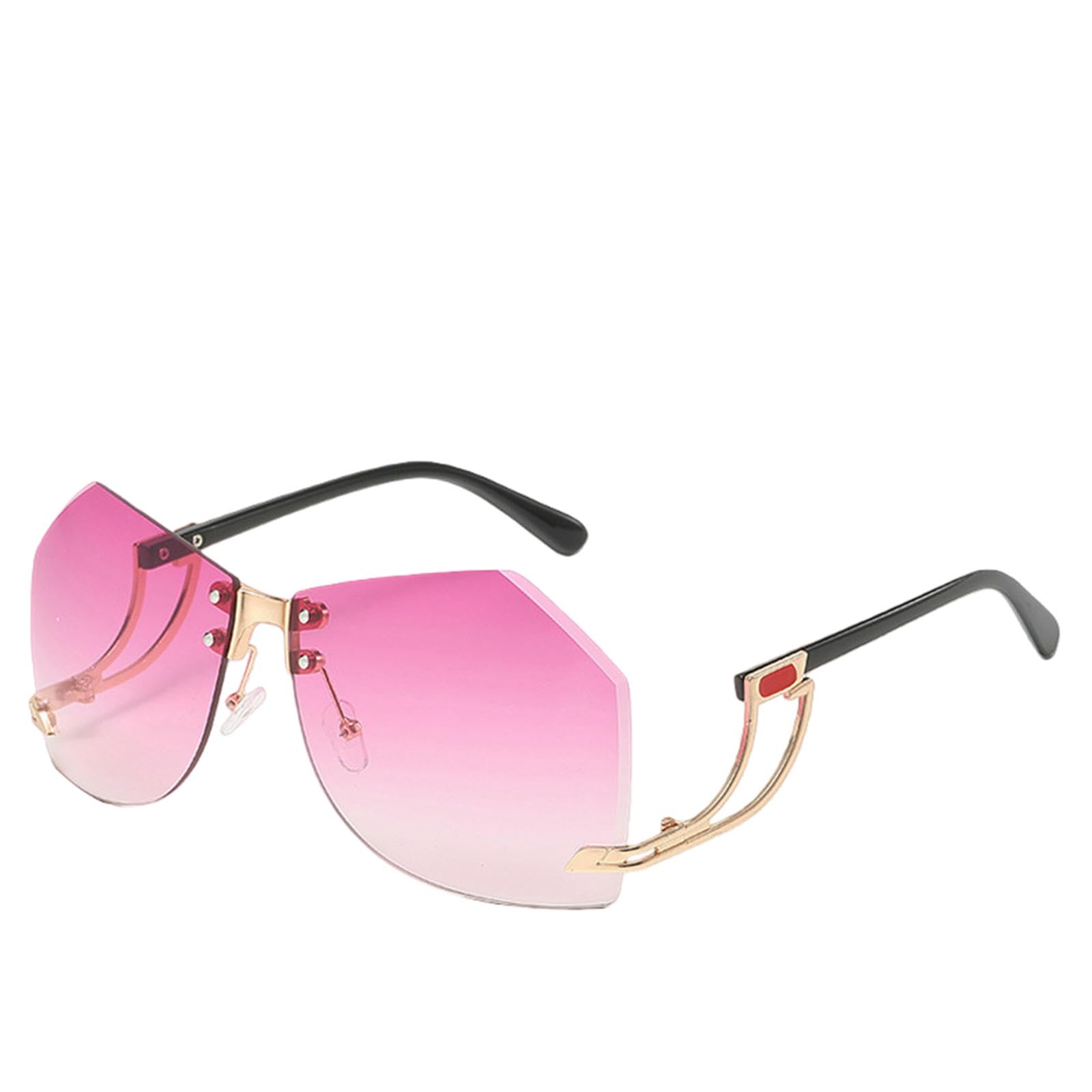 Gyios sunglasses Women Alloy Frame Oversize Gradient Fashion-gold With Purple Lenses