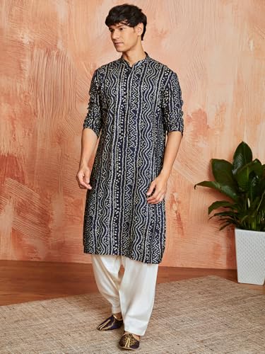 Image of VASTRAMAY Men's Bandhani Rayon Kurta & Patiyala Set