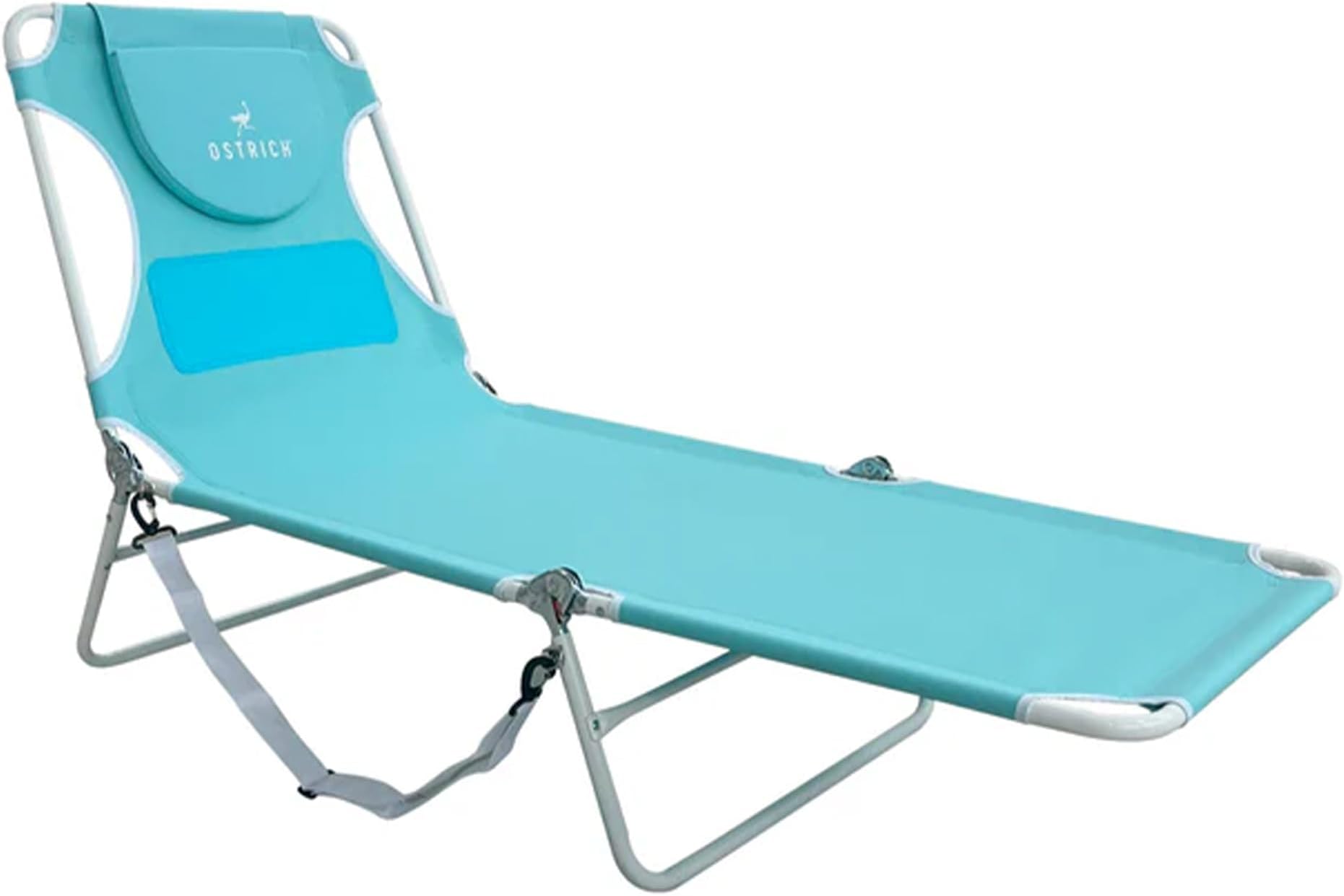 the Ladies Comfort Lounger with Chest Support, Foldable and Portable Reclining Outdoor Patio Beach Lawn Camping Pool Tanning Chair, Aqua