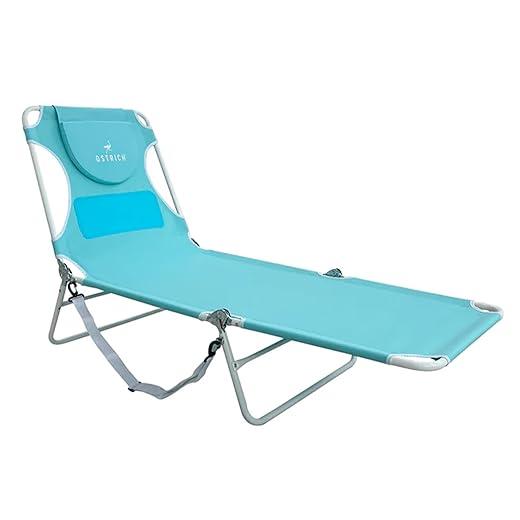 Ostrich Ladies Comfort Lounger, Foldable Beach Camping Pool Tanning Chair, Aqua