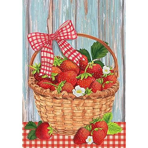NAIMOER Strawberries Diamond Painting Kits for Adults, Strawberries in Basket Diamond Painting Kits, DIY 5D Full Drill Bow Diamond Painting Spring Diamond Art Kits Craft for Home Decor 30x40cm Cover
