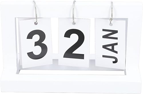 Calendario de escritorio de madera, calendario de escritorio de madera, calendario perpetuo de madera vintage para oficina, escritorio, hogar,