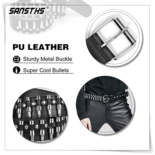 Sansths Bullet Rivet Belts Women Men Black Studded Gothic Belt Punk Style With Metel Buckle For Jeans Hip Hop(Black,L) #TOP1