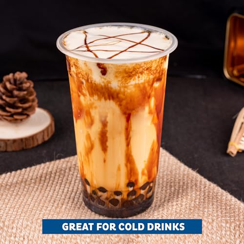 Image of Freshware Clear Plastic Cups [100 Pack - 20 oz] Disposable Cups for Iced Coffee, Smoothie, Milkshake, Cold Drinks