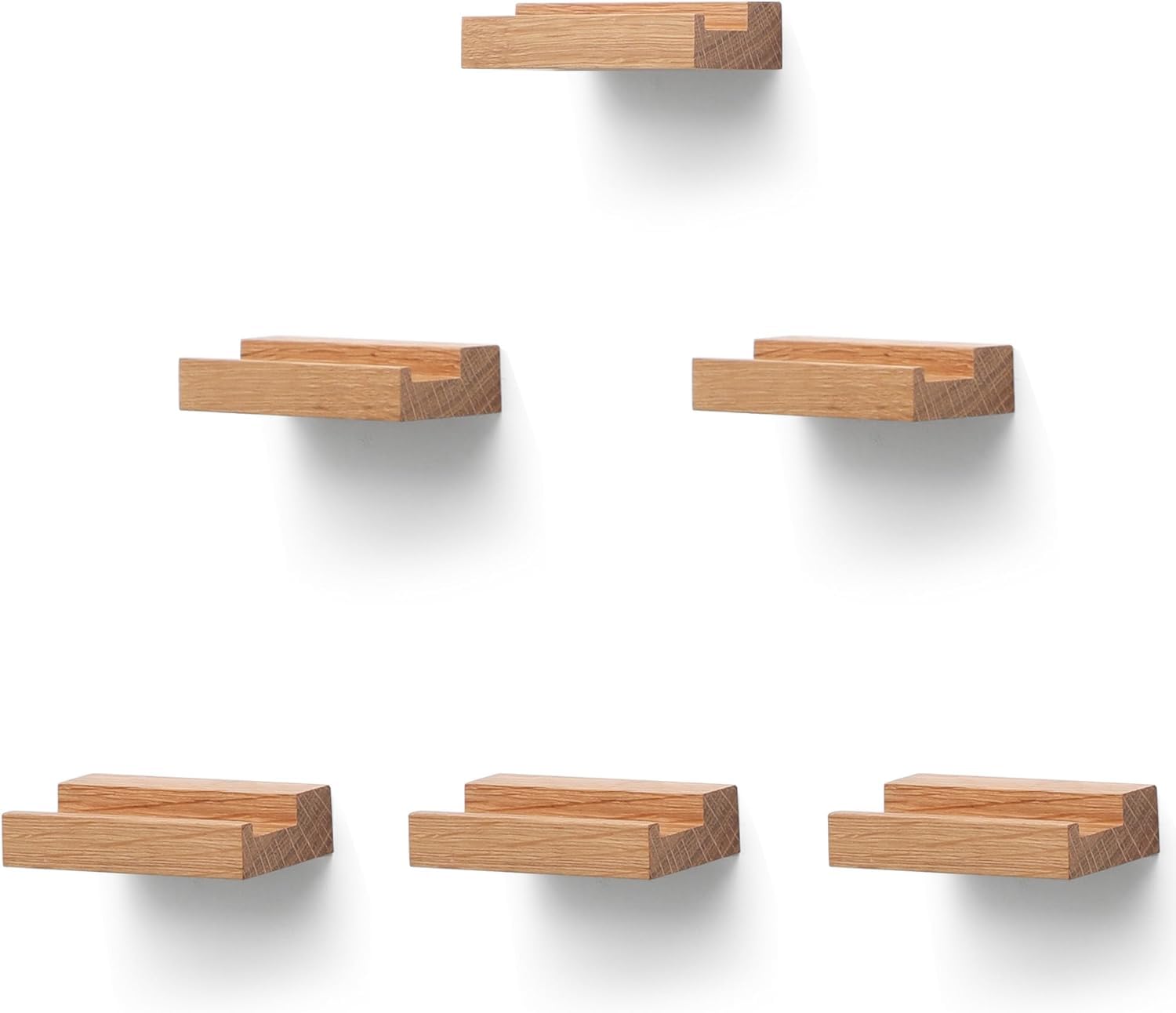 PHOENANCEE Solid Oak Record Holder for LP Storage Floating Shelves (Natural Wood, 6 Pack)