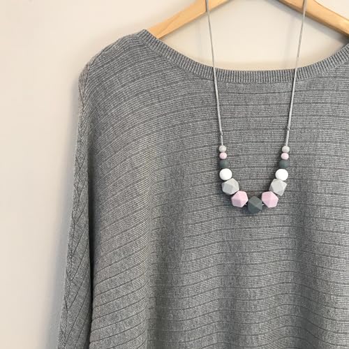 Lilacs & Greys Silicone Hexagon Breastfeeding Nursing Fiddle Necklace - Image 3