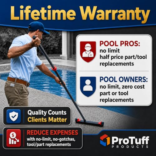ProTuff Products Cepillo para Limpieza de Piscinas - S - La Escoba para Piscinas Friega Más Rápido Y Limpia Mejor Que Otros Accesorios de Mantenimiento para Fregar Paredes Y Azulejos de Piscina
