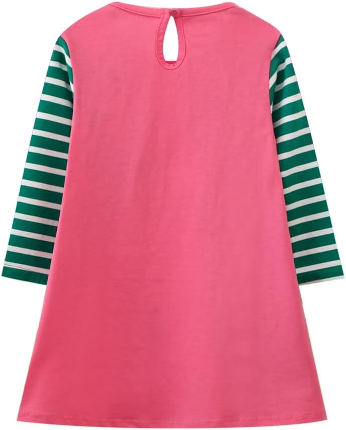 HILEELANG Little Girl Long Sleeve Dress Cotton Casual Applique Christmas Clothes - Image 4
