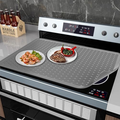 silicone stove top protector,28 x 20 gas stove top covers for electric stove,heat-resistant glass cooktop protector mat,anti scalding RV range stove guard
