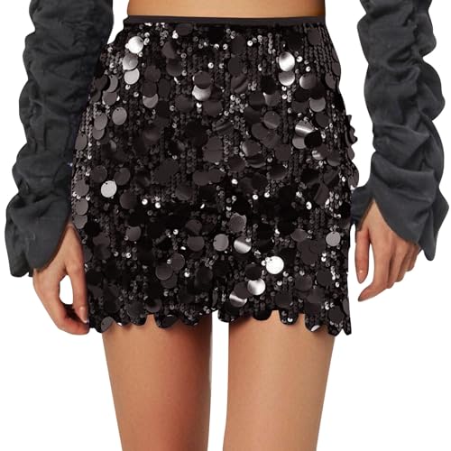 Genérico Disfraces de Mujer Carnaval de Gala Navideño de Año de Lentejuelas Fatos Carnaval Mulher Falda de Lentejuelas Casual Disfraces Hippies Disfraz Los Increibles Ropa Mujer Elegante Negro M