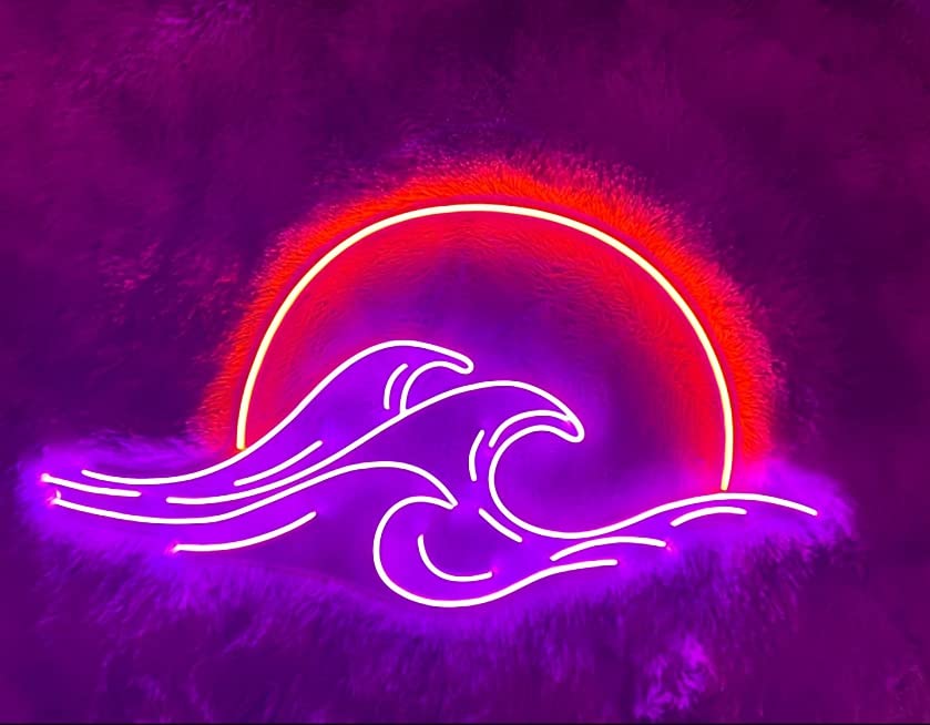 Image of LED Decorative Lights USB Mountains Sunrise Sunset Led Neon Signs Home Decoration Wall Art Holiday Gift Brightness Adjustable 15.7''x15''