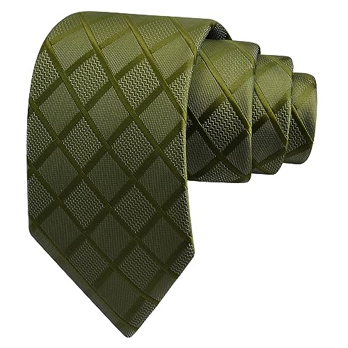 Image of GUSLESON 3.15 inch(8cm) Mens Tie and Lapel Pin Plaid Checkered Necktie Hankerchief Cufflinks Set for Men