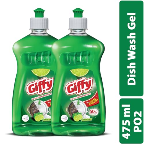 Image of Giffy Concentrated Liquid Dish Wash Gel with Turbo Boosters P02 (Green Lime, 475 ml)