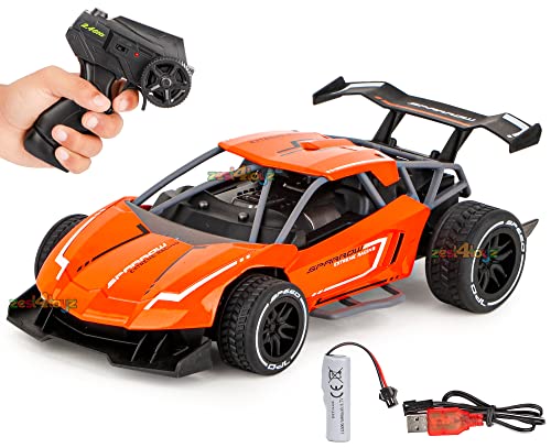 Image of zest 4 toyz RC Car Remote Control Rechargeable Racing Car Alloy High Speed Car Toys for Kids Best Gift Vehicle Toys (Pack of 1) Orange