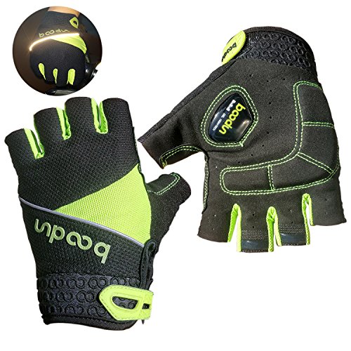Ciclismo Guantes Cortos Pro Medio Dedo Bicicleta MTB Guantes Verano Ciclismo Guantes para Mujer/Hombres - Verde - M Cover