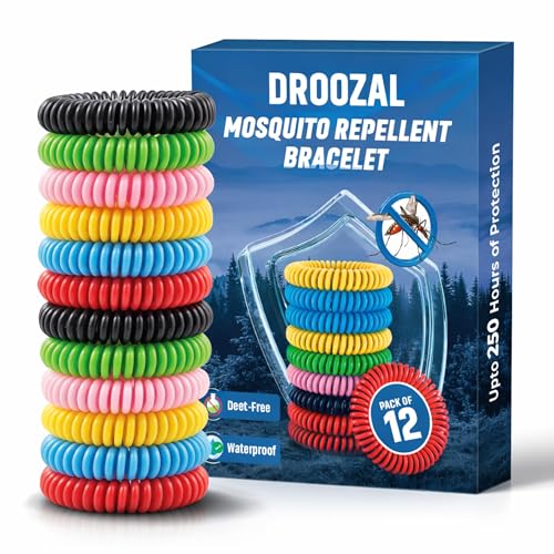 Mosquito Repellent Bracelet - 12 Bands Triple Strength Multi Coil DEET-Free with 250 Hours Natural Anti Bug Wristbands for Adults & Kids - Insect Repellent Bracelet Bands