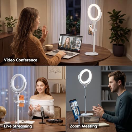 Image of Zoom Lighting for Computer, 8 inch Ring Light with Stand for Desk