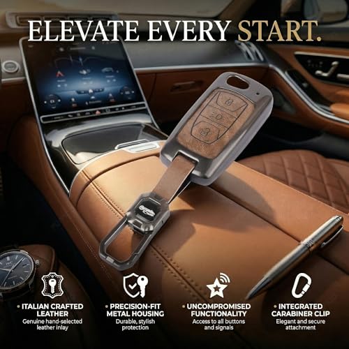 Image of Car Key Cover Compatible with Tata Nexon|Altroz|Tiago|Punch|Harrier|Safari|Tigor 3-Button Smart Key (Leather Metal 2.0)