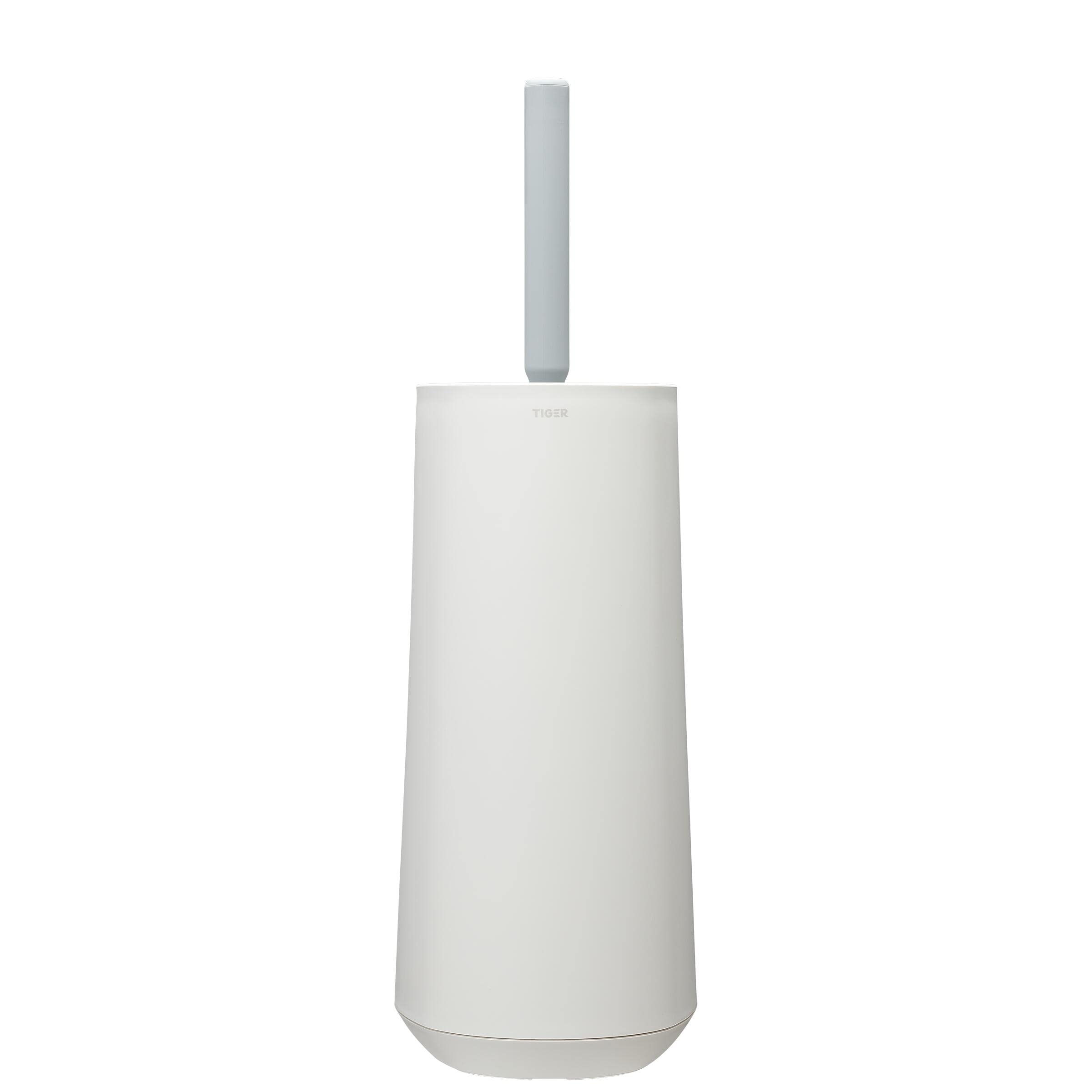 Tiger Tess, Escobillero con Capacidad de Almacenamiento Independiente y Swoop®, escobilla WC Flexible Blanco/Gris Claro, 187x145x454mm
