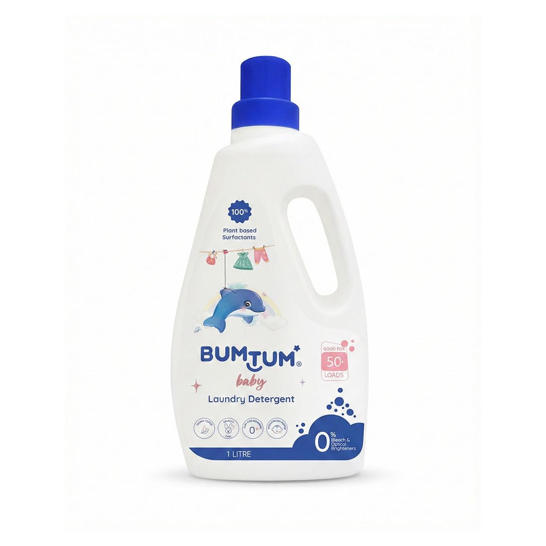 Bumtum Baby Liquid Laundry Detergent 1 Litre, 100% Natural Plant Based, Safe and Gentle with Lemon and Neem Extracts, Anti-Bacterial, Natural Fragrance, Bleach & Brighteners Free