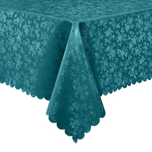 Image of Smiry Rectangle Table Cloth, Waterproof Heavy Duty Vinyl Tablecloths, Wipeable Washable Table Cover for Kitchen and Dining Room (Emerald Green, 70 inch X 90 inch)