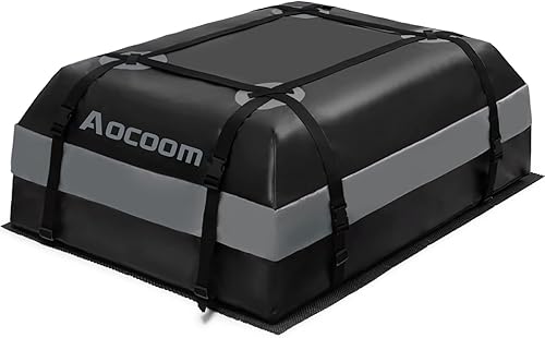 Portaequipajes para techo de automóvil, bolso impermeable de 15pies cúbicos para almacenamiento de equipaje, con alfombrilla antideslizante, 5
