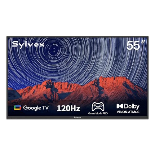 SYLVOX Outdoor TV, 55 inch 120Hz 4K Smart TVs, Weatherproof & IP55 Waterproof, Compatible with Google & Dolby Atmos, Support HDMI 2.1 & USB 3.0, 1000 Nits Outside Televison for Gaming (2025 Model)