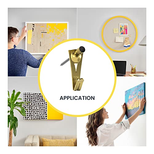 Image of OOK 50615 Professional Picture Hangers, Art Hangers, Padded, Brass, Reusable Picture Hooks, 20lb (15 set) | Steel construction with padded backing,For drywall and plaster walls,Holds framed art and photos while protecting surfaces