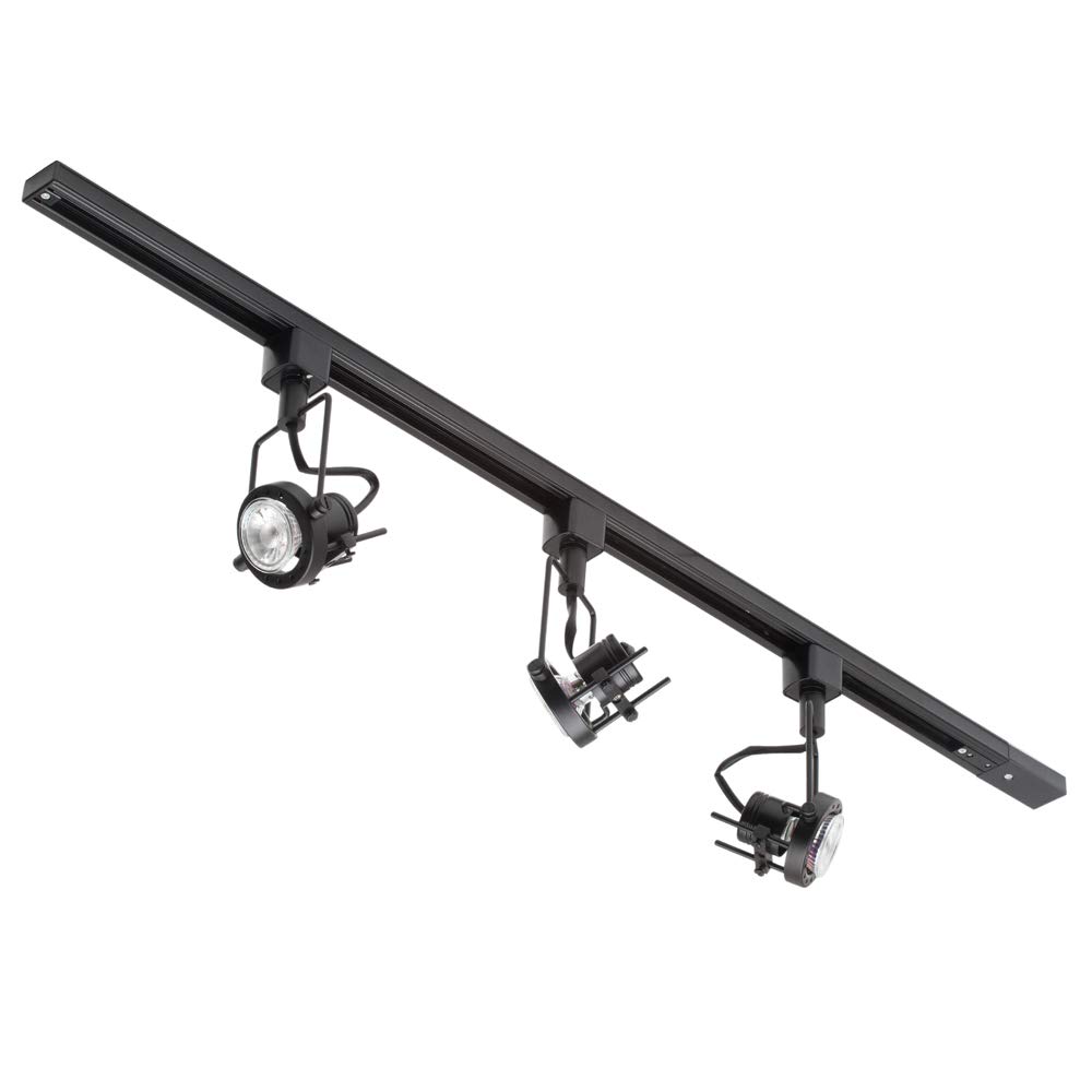 LITECRAFT Kitchen Track Light with Greenwich Fixture & GU10 LED Bulbs - (Black, 1M 3 Light)